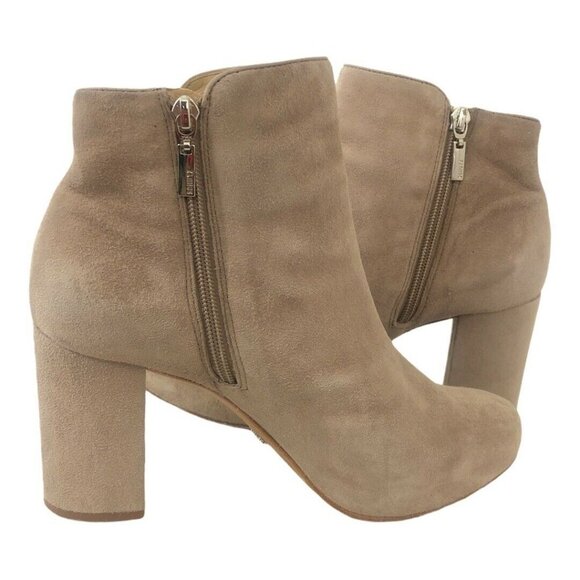 Schutz Neutral Beige Cibby Suede Heel Bootie - Picture 5 of 8